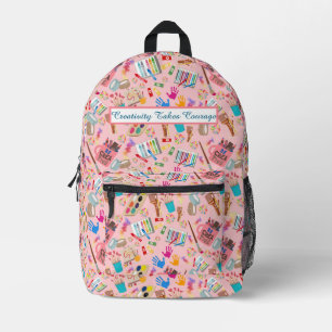 Kleurrijke Art Supplies Creatief patroon voor Kuns Bedrukte Rugzak