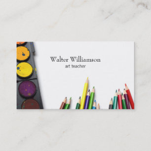 Kleurrijke Art Teacher Paint & Supplies Design Visitekaartje