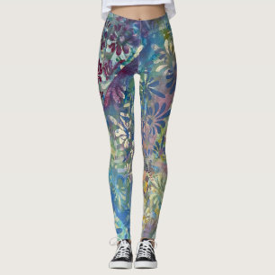 Kleurrijke artistieke funky patroon en geweven ver leggings