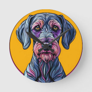 Kleurrijke Artistieke Illustratie van een Hond Teg Ronde Klok