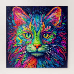 Kleurrijke Artistieke Majestic Kat Kunst Legpuzzel