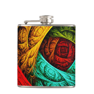 Kleurrijke Artistieke Moderne Abstracte Kunstpatro Heupfles