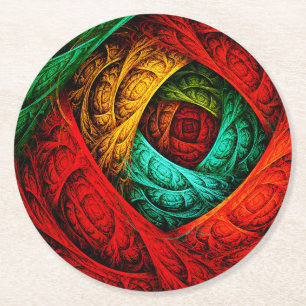 Kleurrijke Artistieke Moderne Abstracte Kunstpatro Ronde Kartonnen Onderzetter