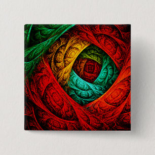 Kleurrijke Artistieke Moderne Abstracte Kunstpatro Vierkante Button 5,1 Cm