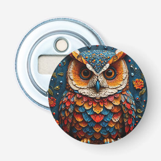 Kleurrijke Artistieke Uil Button Flesopener