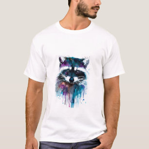 kleurrijke artistieke wasbeer t-shirt