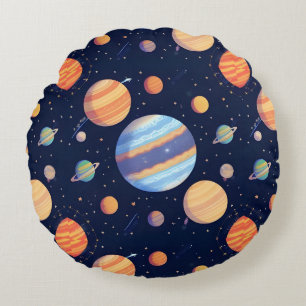 Kleurrijke Artistieke Weergave van Planeten en Ste Rond Kussen