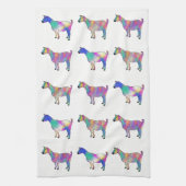 Kleurrijke artsy Goats die op het design van dinge Theedoek (Verticaal)