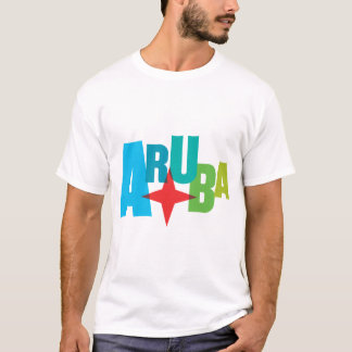 Kleurrijke Aruba-tekst met rood Star-ontwerp T-shirt