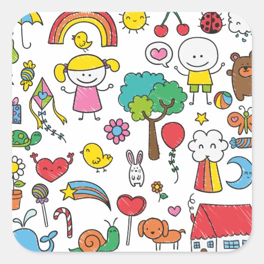 Kleurrijke Assorted Children's Drawing Sticker Sea (Voorkant)