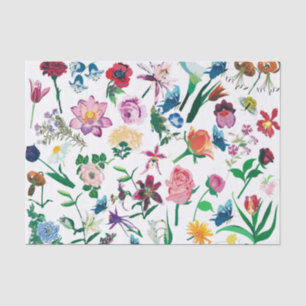 Kleurrijke Assorted Spring Flowers White Backgroun Tissuepapier