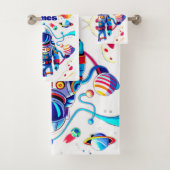Kleurrijke Astronaut en Univers in Vette Kleuren Bad Handdoek (Insitu)