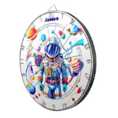 Kleurrijke Astronaut en Univers in Vette Kleuren Dartbord (Voorkant Rechts)