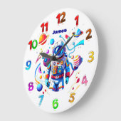 Kleurrijke Astronaut en Univers in Vette Kleuren Grote Klok (Hoek)