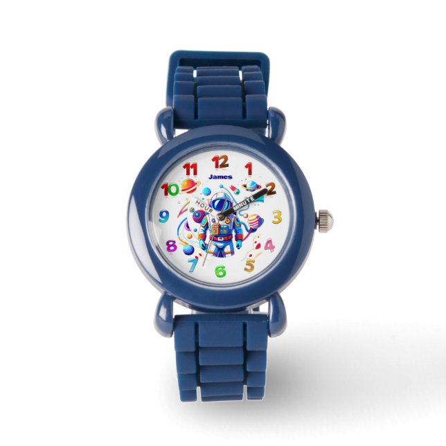 Kleurrijke Astronaut en Univers in Vette Kleuren Horloge (Voorkant)