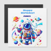 Kleurrijke Astronaut en Univers in Vette Kleuren Magnetische Uitnodiging (Voorkant / Achterkant)