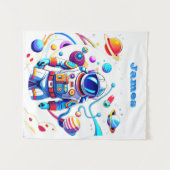 Kleurrijke Astronaut en Univers in Vette Kleuren Wandkleed (Voorkant (horizontaal))