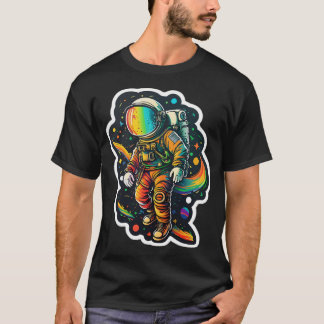 Kleurrijke astronaut in de ruimte t-shirt