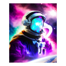Kleurrijke astronaut in Poster voor de buitenruimt