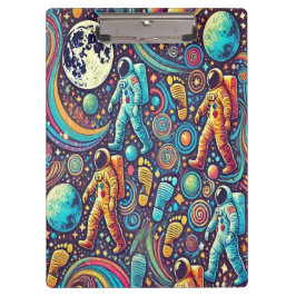 Kleurrijke Astronaut Spacewalk Patroon Klembord