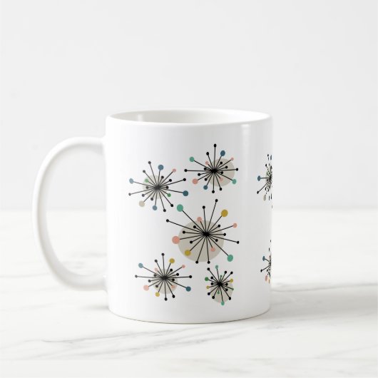 Kleurrijke Atomic Starburst Turquoise Retro Mok (Links)