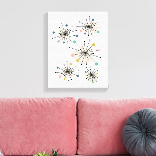 Kleurrijke atoomstartbarst midden eeuw modern canvas afdruk (Insitu (Woonkamer))