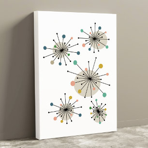 Kleurrijke atoomstartbarst midden eeuw modern canvas afdruk