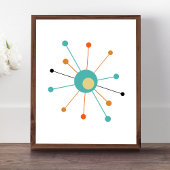 Kleurrijke atoomstartbarst midden eeuw modern poster