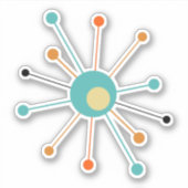 Kleurrijke atoomstartbarst midden eeuw modern sticker (Voorkant)