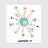 Kleurrijke atoomstartbarst midden eeuw modern sticker (Vel)