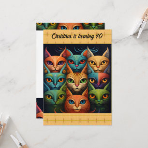 Kleurrijke Attitude Cat Verjaardag Kaart