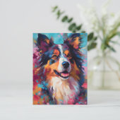 Kleurrijke Australian Shepherd Briefkaart (Staand voorkant)