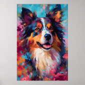Kleurrijke Australische Herder Art Poster (Voorkant)