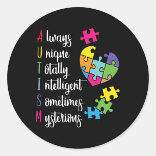Kleurrijke Autisme Bewustzijn Gift Design voor ASS Ronde Sticker