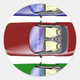 Kleurrijke auto's ronde sticker