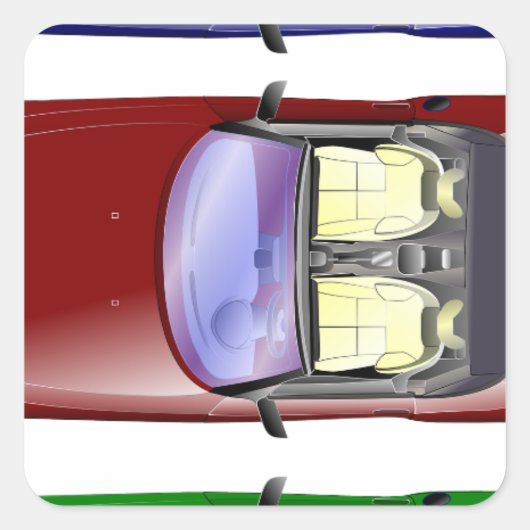 Kleurrijke auto's vierkante sticker (Voorkant)