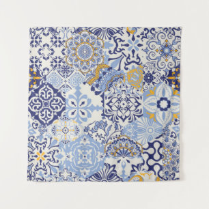 Kleurrijke Azulejos tegels: handgetekend patroon. Wandkleed