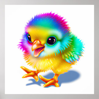 Kleurrijke Baby Chicken Poster