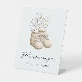 Kleurrijke Baby in Bloom Gastboek Baby Shower Bord Reclamebord Met Voetstuk
