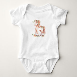 Kleurrijke Baby paardenveulen met bloemen Romper