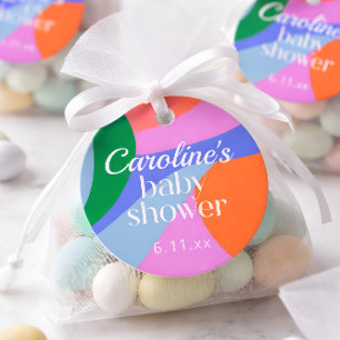 Kleurrijke Baby Shower Abstracte Golven Moderne Ma Bedankjes Labels