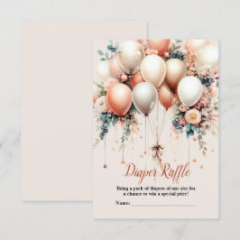 Kleurrijke Baby shower Perzik Witte Bloemen Ballon Informatiekaartje