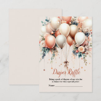 Kleurrijke baby shower perzik witte bloemige ballo informatiekaartje