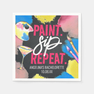 Kleurrijke bachelorette-alkbordverf en -verf servet