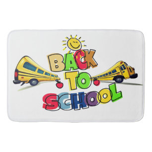 Kleurrijke Back to School Cartoon Design met Schoo Badmat