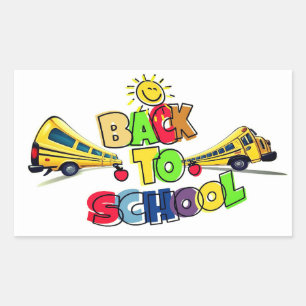 Kleurrijke Back to School Cartoon Design met Schoo Rechthoekige Sticker
