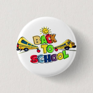 Kleurrijke Back to School Cartoon Design met Schoo Ronde Button 3,2 Cm