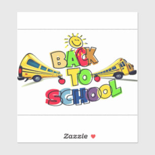 Kleurrijke Back to School Cartoon Design met Schoo Sticker