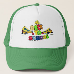 Kleurrijke Back to School Cartoon Design met Schoo Trucker Pet