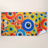 Kleurrijke badhanddoek met boze oog (Voorkant)